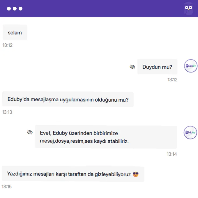 eduby sistem içi mesajlaşma uygulaması