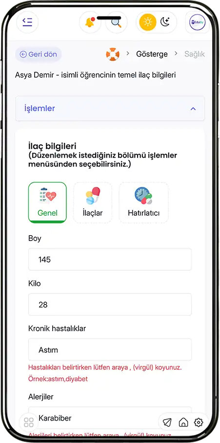 Sağlık ve İlaç Bilgileri Modülü - Alerji Takibi, İlaç Hatırlatıcı ve Acil Durum Yönetimi